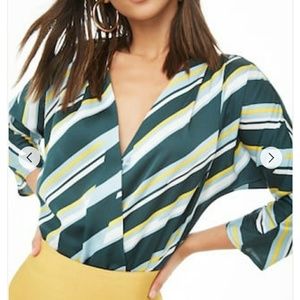 Broken Striped Surplice Bodysuit